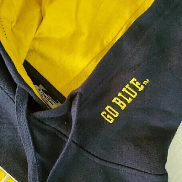 Men's Uni STADIUM ATHLETICS Navy Blue Michigan Hoodie Sweatshirt SZ XL Spellout - Picture 4 of 7